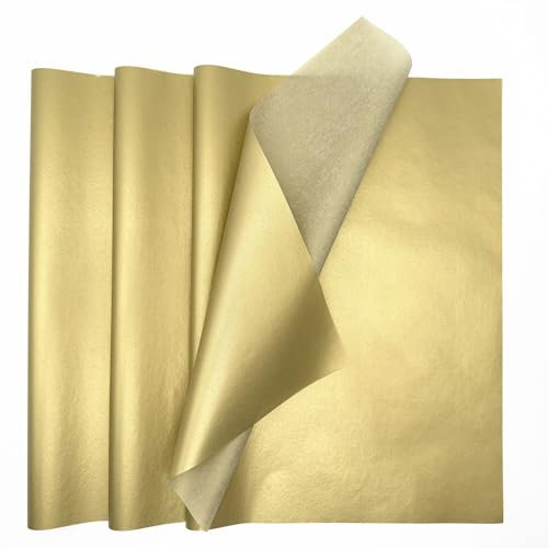 MORAINJAY 60 Blatt Gold Seidenpapier, Transparentpapier, Krepppapier, für Basteln, Verpacken, Geschenkpapier für Geburtstag, Hochzeit, Weihnachten, Halloween (50x70cm)