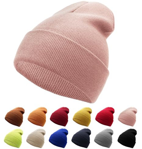 NebulaGlam Mütze Warm Mützen Unisex Wintermütze Strickmütze Weiche Winter Beanie Mütze für Herren und Damen für Outdoor Sports (Rosa)