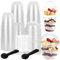 LOPYXBR 100 vasos de postre de plástico con tapa y cucharas, 360 ml, redondos, vasos de postre, de plástico transparente, reutilizables, para postres, pudines, mousse