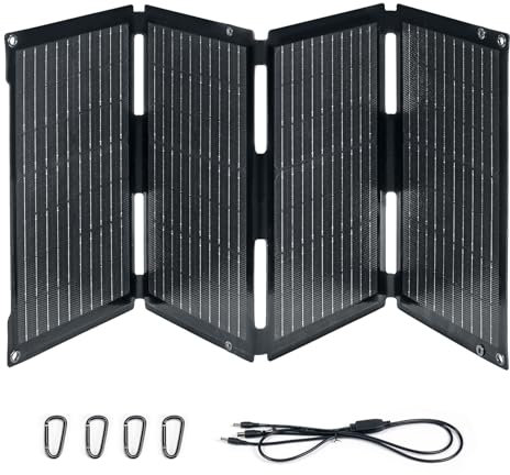 BougeRV 100W ETFT Faltbares Solarpanel, Fiberglas 270°, 2 kg, Tragbares Solarmodul mit DC/USB-C/USB-A Ausgänge, Tragbares Solar Panel mit Carabiner, Kompatibel mit Handy, Tablette, Powerstation