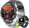 Smartwatch Hombre con Llamadas Bluetooth y LED Linterna, 1.9'' pantalla Grande/Batería 700 mAh/Frecuencia Cardíaca 24/7, Sueño, Deportivos, Resistente, Acero Inoxidable, Reloj Inteligente Android iOS