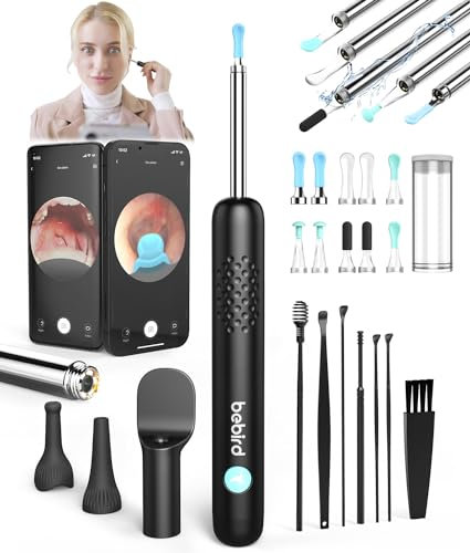 VLIKE Otoscope Oreille, 1080P HD 3,5mm Camera Oreille, IP67 Étanche Iscope Pro Max Oreille, Nettoyant Oreille avec 6 lumières LED, Outil de Nettoyage d'oreille WIFI Adapté aux Tablettes iOS/Android