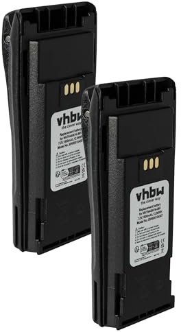 vhbw 2X Akku Ersatz für Motorola NNTN4970A | NNTN4970AR, NNTN4970, NNTN4851AR, NNTN4851R für Funkgerät, Walkie Talkie (1800 mAh, 7,2 V, NiMH)