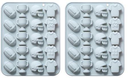 Football Chocolate Mold, 2 Stück Silikon Fußball-Schokoladenform, Bonbonform, Helm und Trikot, Fußballform für Jello-Gummi-Eiswürfel-Cupcake-Dekorationen