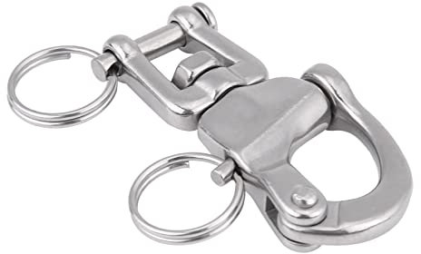 plplaaoo Grillete a presión pequeño,grillete a presión con Ojo Giratorio, grillete a presión Giratorio con mandíbula de Acero Inoxidable 316 con Anillo de Acero pequeño,para driza de (70mm)
