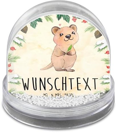 Mr. & Mrs. Panda Personalisierte Schneekugel Quokka Happy - Geschenke, Lustiger Spruch, Lustige Sprüche, Niedliches Tier, personalisiert, Selbst Gestalten, Personalisierbare, Dinge Erledigen