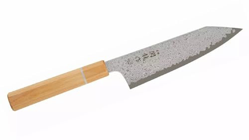 Japanisches Kochmesser Sekiryu Serie MOKUZAI, Klinge aus Rostfreiem Stahl VG-10 Damast mit 33 Lagen, Oktogonaler Griff aus Laminiertem Holz mit Blauem Micarta-Ring, HRC 61 (Kiritsuke 18 cm)