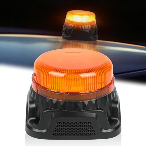 Yuanjoy Luce rotonda, 9 modalità flash, 12-24 V, 110 dB, allarme retromarcia, IP67, luce di emergenza ambrata impermeabile, per veicoli, carrelli elevatori, trattori, carrelli da golf, auto UTV