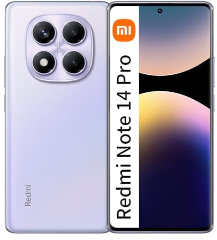 Xiaomi Redmi Note 14 Pro 12GB RAM + 512GB ROM Smartphone 6.67 Pulgadas 120Hz 200MP Batería 5500mAh 45W Wired Fast Charging, Aurora Violeta(Sin Cargador)