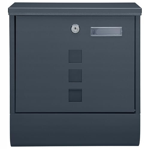 Anthrazit Briefkasten Edelstahl mit Zeitungsfach und Namensschild – Wetterfest, Inkl. Montageset, Ideal für Stilvolle Architektur