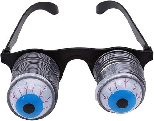 Wpppan 1 x schwarze Pop-Out-Brille, Wackelaugen auf Federn, Pop-Out-Augen, Neuheit, Brille, Halloween, Karneval, Party, Kunststoff, Witz, Horror, Schock, Pop-Augen, Requisite, Comedic-Requisite für