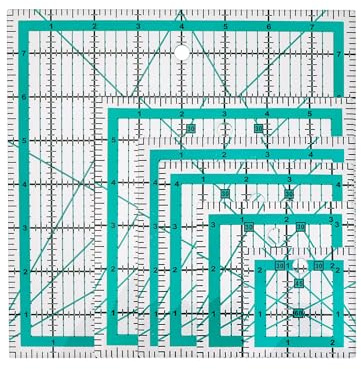 WENLISELL 6 PCS Square Quilting Templates for Patchwork, Quilting Ruler | 2.5/3.5/4.5/5/6/8 Inch, Acrylic, Patchwork Sewing Ruler, Double Colored Grid Line, For Fabric Cutting and Craft Templates