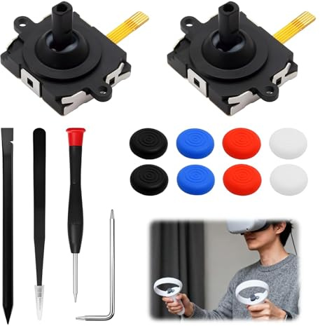 2 Packs Thumbstick Module Replacement for Oculus Quest 2 Controller | Left/Right Analog Thumb Stick Repair Tool Set for VR Controller, Oculus Quest 2. Analog Stick Replacement.