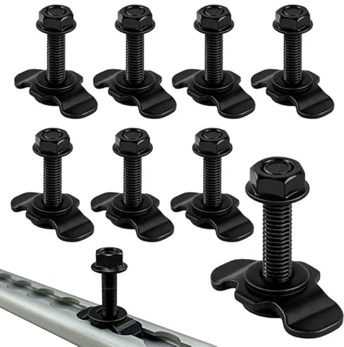 VEGOATY 8 Stück M8*40mm Schraubfitting Airlineschiene: M8 Schraubfitting für Zurrschienen Fitting, Verschraubung Airline für Wohnwagen,Transporter und Anhänger (Schwarz)