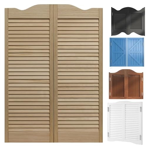 Puerta Basculante de Madera, Puertas Batientes, Puerta Oscilante, Puertas Abatible de Madera Maciza para Interiores, Cierre Automático,Barra Cocina Pasillo Entrada Valla