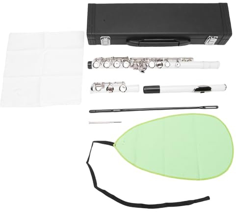 Querflöte Weißkupfer 16 Klappen Ergonomisch G - Klappe Versetzt, Offset C Flöte - Robuste Bauweise, Einfaches Spielen, Für Anfänger Und Erwachsene