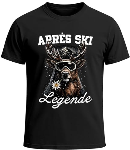 MoonWorks® Herren T-Shirt - Aprés-Ski Legende - Hirsch mit Skibrille Party Fun-Shirt Grafik Printshirt Männer