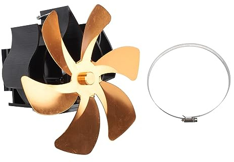 ZMCPODALK Ventilateur de poêle à bois à 6 pales alimenté par la chaleur, ventilateur silencieux à suspendre pour conduit de cheminée, ventilateur de poêle mural écologique pour cheminée, (Or)