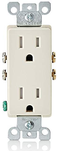 Leviton 15 Amp Decora Tamper-Resistant Duplex Electrical Wall Outlet, 10 Pack, T5325-TMP, Light Almond