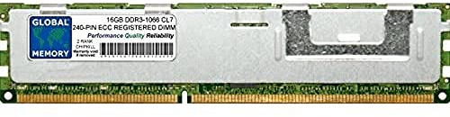 GLOBAL MEMORY 16Go DDR3 1066MHz PC3-8500 240-PIN ECC ENREGISTRÉ DIMM (RDIMM) MÉMOIRE RAM pour SERVEURS/WORKSTATIONS/Cartes Meres (2 Rank CHIPKILL)