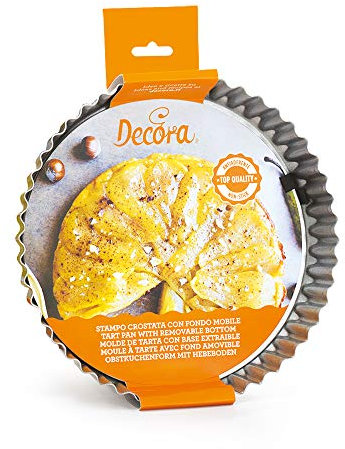DECORA, 0070018 Backform mit Antihaftbeschichtung und abnehmbarem Boden, rund Ø 28 X 3,5 cm, Ermöglicht einfaches Entformen von Gebäck, Professionelles Design.