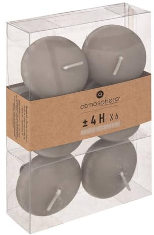 Atmosphera - Lot de 6 bougies flottantes - gris taupe - 25g