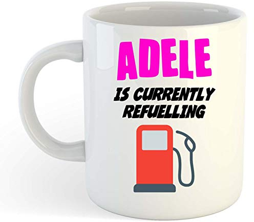 grabmybits Adele is Currently Refuelling Mug Pink - Funny, Gift, Name, Personalised