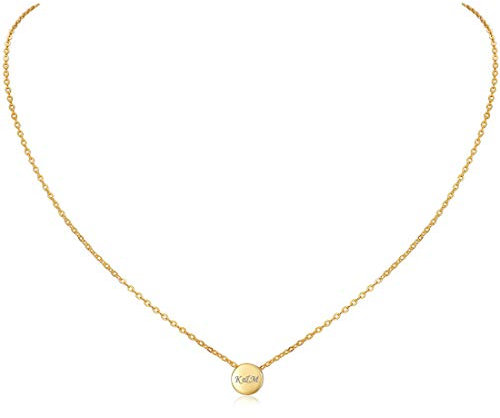 ChicSilver 925 Minimalisitischer Schmuck, Damen Kette mit Kleiner Rund Anhänger, Personalisierte Charm Rundanhänger Halskette für Ihre Liebespaar Freundin Ehefrau