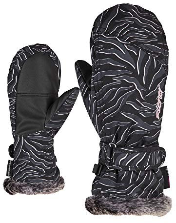 Ziener Mädchen LED MITTEN GIRLS glove junior Ski-handschuhe / Wintersport |warm, atmungsaktiv, , schwarz (zebra print), 3.5