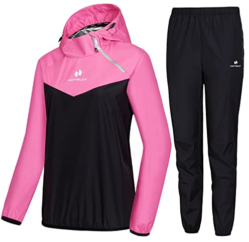 HOTSUIT Costume Sauna Femmes Pantalon Veste Amincissant Séance de Gym Sweat Suits Vêtements de Sudation Survêtement Sauna Rosé 3XL