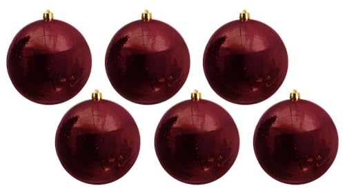 Große Christbaumkugeln Dunkelrot 6 Stück Wetter- & bruchfest Weihnachten 14cm
