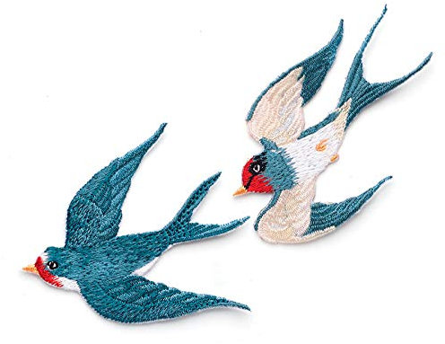 Patches zum Aufbügeln Birdie Buegelbilder Bestickte Patches Sticker Gestickte Aufnäher Applikation für DIY Kleidung Jeans T-Shirt Jacken Rucksäcke (Kombination Schlucken)