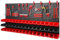 PAFEN Lagersystem Wandregal - 1544 x 780 mm – 48 Schwarz und Rot Stapelboxen mit Wandplatten + Rot Werkzeughalter – Werkstattwand Set XXL 84 Elemente