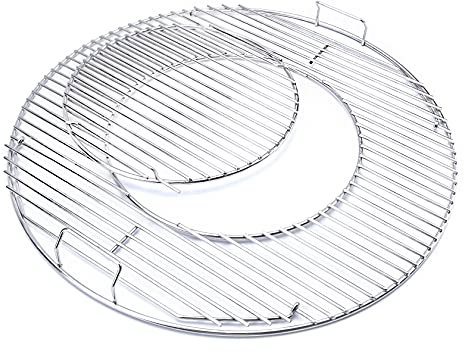 GasSaf Gourmet BBQ System Hinged Cooking Grates for Weber 22.5 inch Charcoal Grills, Kettle, Performer, Master-Touch and Others, 21.5 Inches Stainless Steel Grill Grate Grids Replaces for Weber 8835
