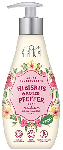 fit Flüssigseife 400 ml Handseife, vegan, mikroplastikfrei, naturbasierte Inhaltsstoffe - Hibiskus-Roter Pfeffer
