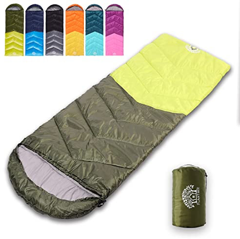 Flantree Schlafsack für 4 Jahreszeiten, Erwachsene und Kinder, für Camping, Wandern, Ausflüge, warmes kühles Wetter, leicht und wasserdicht, mit Kompressionsbeutel, Aktivitäten drinnen und draußen