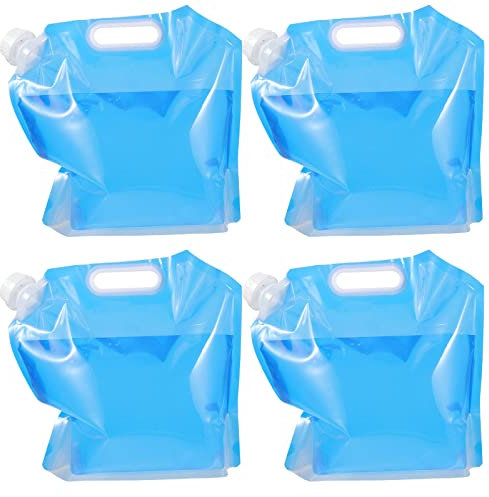 FAVOMOTO Wasserkanister Faltbar 5L 4 Stücke Wassersäcke Faltbare Trinkwasser Tasche Faltbare Wassertank Container Faltkanister Wasserbehälter Trinkwasser Behälter Wassertank für Outdoor Camping