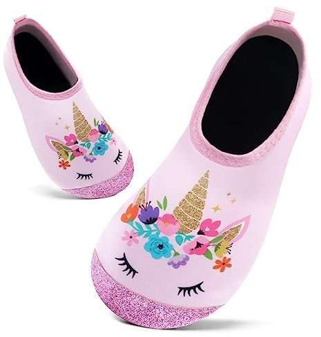 Zapatos de Agua Escarpines Niñas - Zapatillas Acuáticas Rápidas de Secar, Antideslizantes para Playa y Piscina16-35(Brillando,24-25)