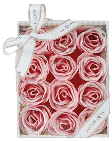 Coffret de 12 roses en feuilles de savon - Rose