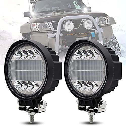 Dinfu LED Arbeitsscheinwerfer, 72W Runde Scheinwerfer12v flood Offroad Zusatzscheinwerfer Wasserdicht IP68 Arbeitsscheinwerfer für ATV UTV SUV KFZ Bagger AutoTraktor LKW J-eep