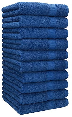 Betz Handtuch 10er Pack Handtücher Set Palermo Größe 50x100 cm 100% Baumwolle - gut trocknend, leichte Qualität - ideal für Sport, Strand, Reisen Farbe Blau