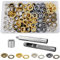 Mesee 100pcs Ösen Kit, Metallösen Grommet Kit, Durchmesser Innen 10 mm Kupfer Ösen Kit, Ösenzange Set für DIY Leder Handwerk Stoff Gürtel Locher Rahmung