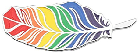Regenbogen-Pride-Feder, Emaille, LGBT, Queer Pride, Regenbogen-Flagge, LGBTQ-Geschenk, lustiger Gay-Pride-Schmuck, Groß, Emaille, Kupfer, Nickel, Feder