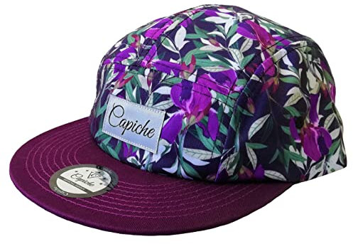 Capiche [99+ Designs] Casquette 5 Panneaux, Purple Violet, Violette Pourpre, Art Floral, Design Nature, Fleurs, Chapeau Skater, réglable, Motif de Fin d'études