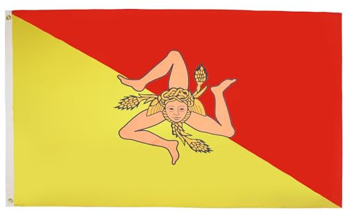 AZ FLAG - Drapeau Sicile - 90x60 cm - Drapeau Sicilien - Italie 100% Polyester Avec Oeillets Métalliques Intégrés - Pavillon 50 g