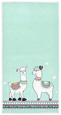 Hdadwy Trendy Boho Cute Couple Cartoon Lama Soft Guest Große Home Dekorative Handtücher Badetuch Geschirrtuch für Home Badezimmer Sportküche (27,5 X 15,7, Grün)