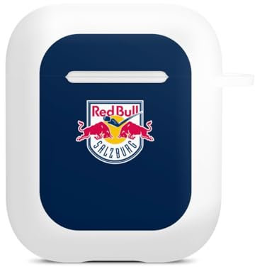 Hülle mit Karabiner kompatibel mit Apple AirPods (1. Generation) Case weiß Schutzhülle mit Schlüsselanhänger EC Red Bull Salzburg Offizielles Lizenzprodukt Eishockey