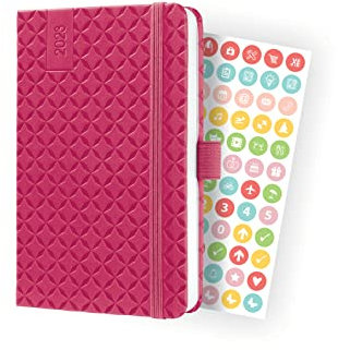 SIGEL J3104 Wochenkalender Jolie 2023 - ca. A6 - pink - Hardcover - Gummiband, Stiftschlaufe, Einstecktasche - 174 Seiten - FSC-zertifiziert - Terminplaner