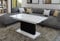 DC-1 Couchtisch ausziehbar höhenverstellbar 126/168cm Weiß Hochglanz / Schwarz matt modern vielseitig Wohnzimmertisch Esstisch Beistelltisch Sofatisch platzsparend hochwertig Wohnzimmer coffee table