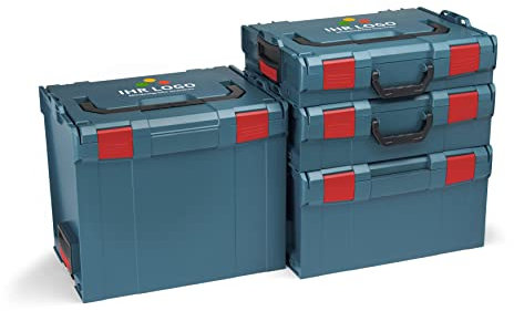 Bosch Sortimo CUSTOM L-BOXX - Maletín de herramientas (1-4), color azul profesional sin contenido, cajas de herramientas vacías de plástico, personalizadas con su logotipo